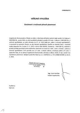 veřejná vyhláška - Česká obchodní inspekce
