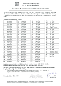 3. Z&aacute;kladn&iacute; &scaron;kola Hole&scaron;ov 769 01 Hole&scaron;ov, Družby 329