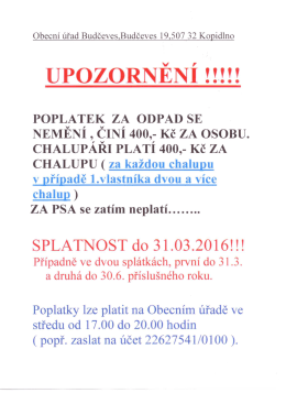 Platba za komunální odpad pro rok 2016