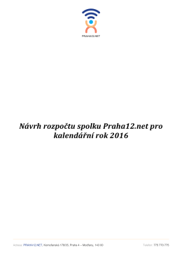 Návrh rozpočtu spolku Praha12.net pro kalendářní rok 2016
