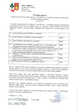 Výroční zpráva o poskytování informací podle zákona č