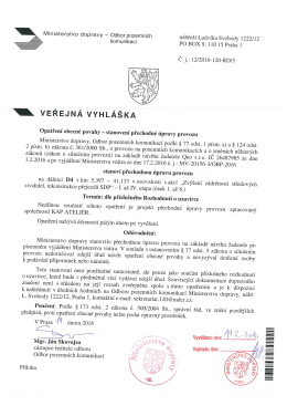 Stanoven&iacute; přechodn&eacute; &uacute;pravy provozu č. j. 12-2016-120-RD-3