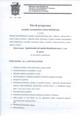 Návrh programu zasedání MěZ č. 2/2016