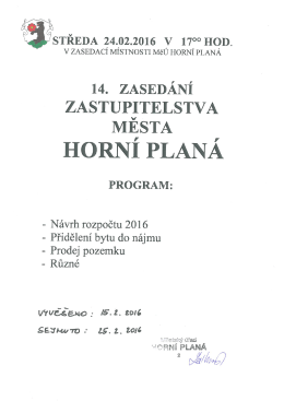 14. zasedání ZM - Město Horní Planá