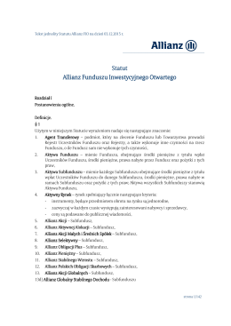 Statut Allianz Fundusz Inwestycyjny Otwarty
