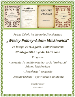 Wielcy Polacy-Adam Mickiewicz - Polska Szkola im. Henryka