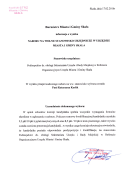 Informacja o wyniku naboru