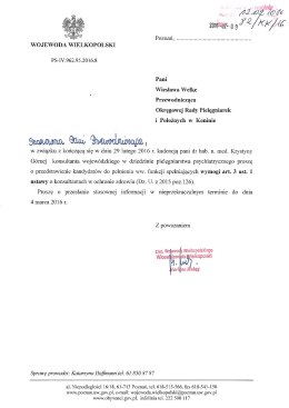 Poznan ................................................... WOJEWODA WIELKOPOLSKI