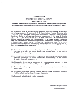 ZARZĄDZENIE Nr 5 MAZOWIECKIEGO KURATORA OŚWIATY