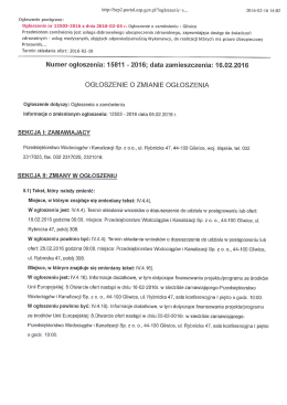 Ogłoszenie o zmianie ogłoszenia BZP