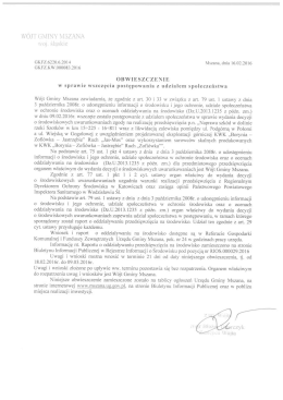 Obwieszczenie o wszczęciu postępowania z udziałem społeczeństwa
