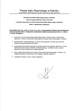 Prezes Sądu Rejonowego w Rybniku