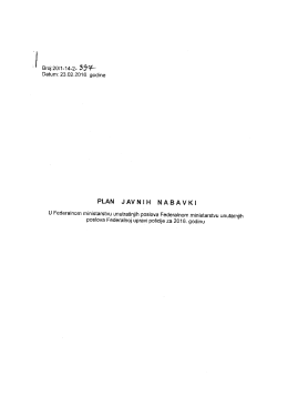 Page 1 Broj 20/1-14-2-333- Datum: 23.02.2016. godine PLAN J AV