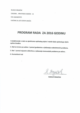 BRIJAČAK-PROGRAM RADA 2016