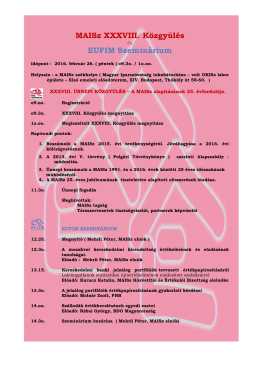 A közgyűlés és EUFIM szeminárium programja