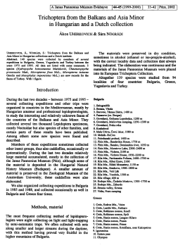 Trichoptera from the Balkans and Asia Minor in Hungarian