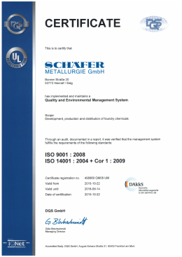 ISO 9001:2008, 14001:2004 + Cor1:2009 Környezetközpontú