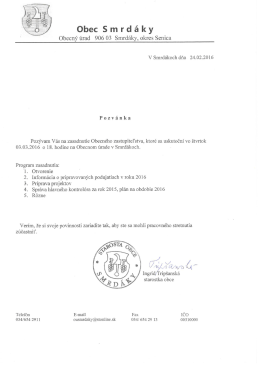 Pozvánka na zasadnutie zastupiteľstva 03.03.2016