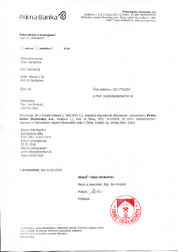 Potvrdenie - Obec Gerlachov