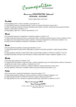 Denné menu COSMOPOLITAN Restaurant 22.02