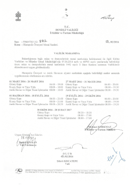 Hierapolis &Ouml;renyeri Mesai Saatleri