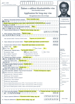 Ž&aacute;dost o udělen&iacute; dlouhodob&eacute;ho V&iacute;za