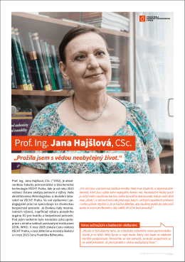 Prof. Ing. Jana Hajšlová, CSc.