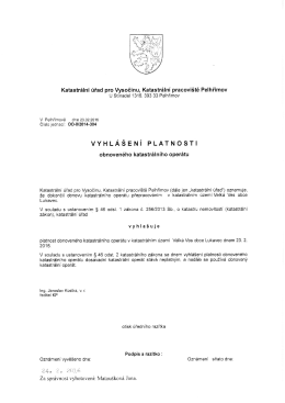 Vyhlášení platnosti nového katastrálního operátu