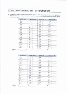 Typologie osobnosti - vyhodnocení testu