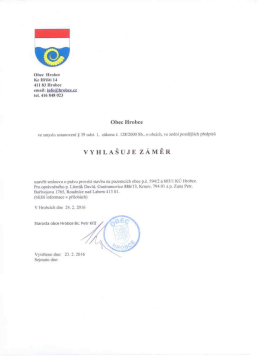 Záměr obce uzavřít smlouvu o právu provést stavbu