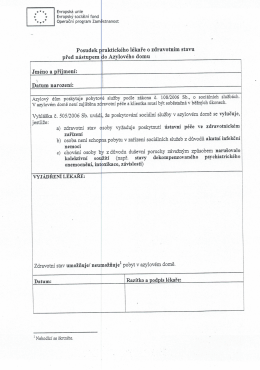 Formulář pro posudek praktického lékaře