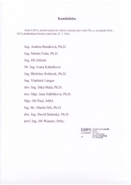 Page 1 Kandidátka členů CzWA, navrhovaných do výboru Asociace