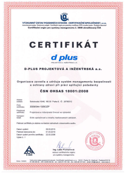 Certifik&aacute;t ISO 18001