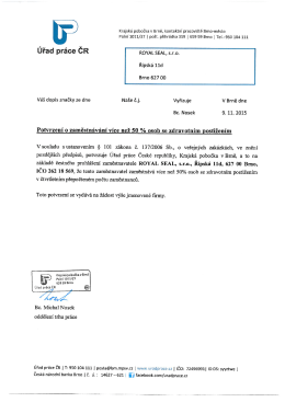 Potvrzen&iacute; o změstn&aacute;van&iacute; v&iacute;ce než 50% se ZP.
