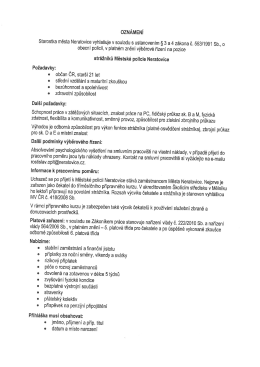 V&yacute;běrov&eacute; ř&iacute;zen&iacute; na pozice str&aacute;žn&iacute;ků Městsk&eacute; policie Neratovice.