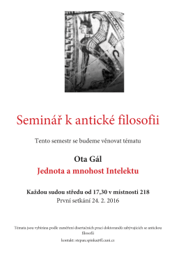 doktorský seminář k antické filosofii
