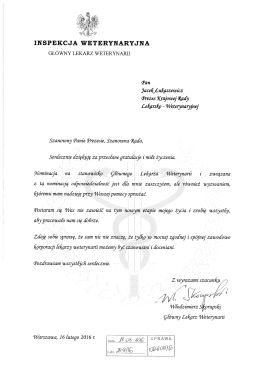 Treść listu z podziękowaniem