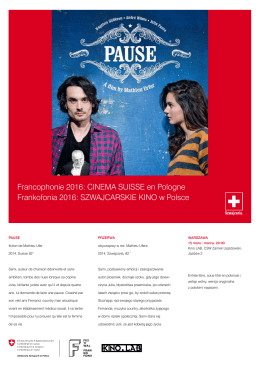 Francophonie 2016: CINEMA SUISSE en Pologne Frankofonia