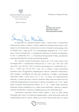 Wystąpienie Rzecznika Praw Dziecka do Marszałka Senatu RP