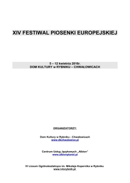 Festiwal Piosenki Europejskiej 2016 – Regulamin