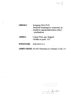 Page 1 OBIEKT: Kemping EKO-FUN Budynek kempingowy
