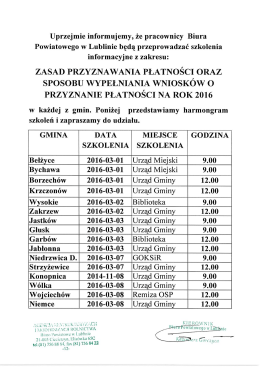 Terminarz szkoleń