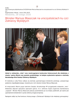Minister Mariusz Błaszczak na uroczystościach ku czci Żołnierzy