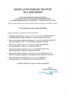 Harmonogram świadczenia bezpłatnych porad prawnych