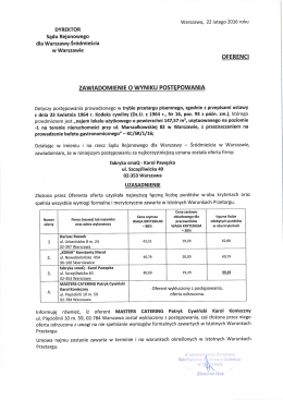 Zawiadomienie o wyniku postępowania.