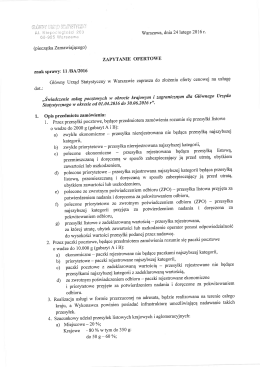 Zapytanie ofertowe: Świadczenie usług pocztowych w obrocie