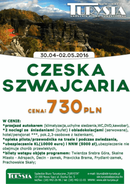 CZESKA SZWAJCARIA Adrspach - Decin - Hreńsko