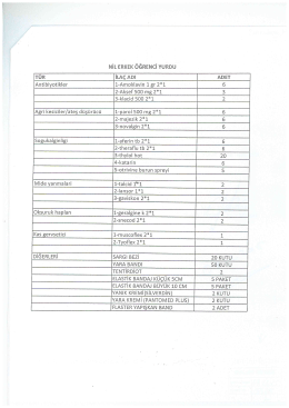 NİL ERKEK ÖĞRENET YURDU TÜR İLAÇ ADT ADET Antibiyotikler l