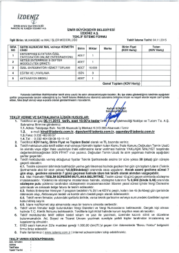 Ilgili Birim: MUHASEBE ve MALI İŞLER MUDURLUĞU Teklif lsteme