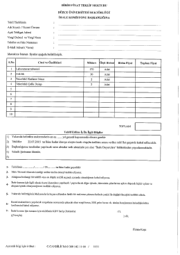 birim fiyat teklif mektubu düzce üniversitesi rektörlüğü ihale